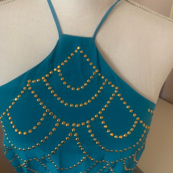 Trina Turk embellished halter dress silk SZ 8 - Picture 4 of 9